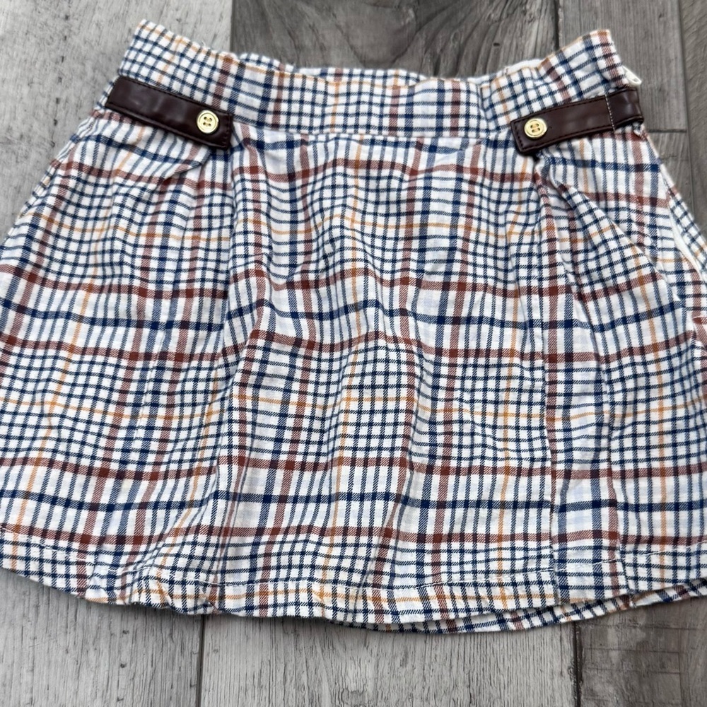 Janie & Jack Moonlight Blue Brown Plaid Schoolgirl Skirt Preppy Pleated 3 - Picture 3 of 9